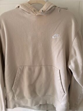 Nike Club Fleece Hoodie Men’s L Light Bone BV2654-072 Pullover Sweatshirt